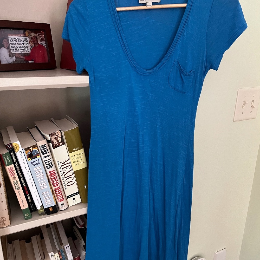 Royal blue cotton scoop neck dress